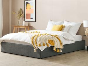 Čalouněná šedá postel s úložným prostorem 160x200 cm DINAN