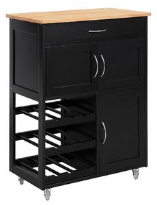 Sobuy Fkw45-Sch Servírovací Vozík Kuchyňský Vozík Vozík Na Víno Černá 67X87X38Cm