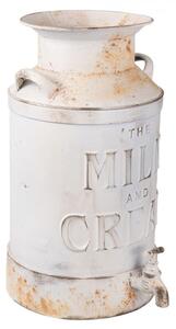 Bílá dekorační retro konev na mléko s kohoutem – 8000 ml