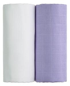 Sada 2 bavlněných osušek v bílé a fialové barvě T-TOMI Tetra, 90 x 100 cm