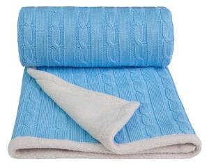 Modrá pletená dětská deka s podílem bavlny T-TOMI Winter, 80 x 100 cm