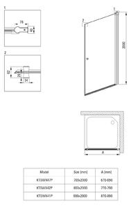 Deante Kerria Plus sprchové dveře 90 cm sklopné černá matný/průhledné sklo KTSWN41P