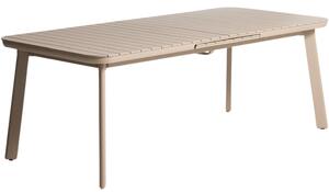 Kave Home Béžový kovový zahradní rozkládací stůl Izola 220/280 x 100 cm