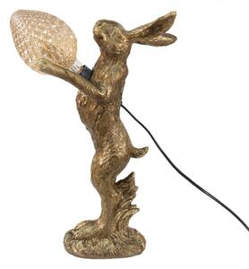 Zlatá stolní lampa s dekorací králíka Konijnen – 12x24x41 cm