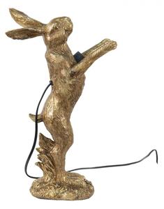 Zlatá stolní lampa s dekorací králíka Konijnen – 12x24x41 cm