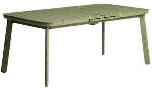 Kave Home Zelený kovový zahradní rozkládací stůl Izola 185/235 x 100 cm
