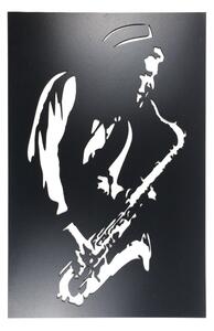 Živá Zeď Dřevěná nástěnná černá dekorace Saxofon