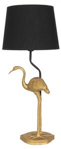 Černá stolní lampa se zlatou dekorací plameňáka – 25x58 cm