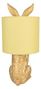 Zlatá stolní lampa králík se žlutým stínidlem Konijn