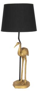 Černá stolní lampa se zlatou dekorací plameňáka – 25x58 cm