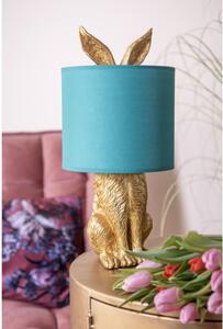 Zlatá stolní lampa králík s tyrkysovým stínidlem Konijn