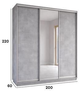 Skříň s posuvnými dveřmi 2000x2200x600 2LTD 1 Zrcadlo Industrial, profil stříbrný