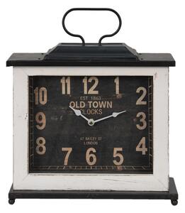 Černo-bílé stolní hodiny v hranatém provedení Old Town – 36x10x32 cm