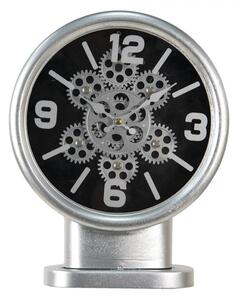 Stříbrné stolní hodiny s ozubenými kolečky – 24x8x30 cm