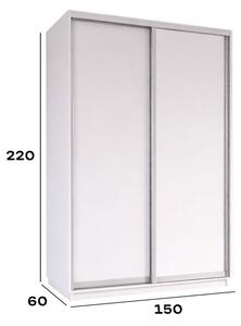 Skříň s posuvnými dveřmi 1500x2200x600 2LTD Nymphea Alba, profil stříbrný