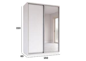 Skříň s posuvnými dveřmi 1500x2200x600 1LTD 1 Zrcadlo Nymphea Alba, profil stříbrný
