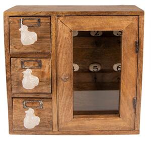 Dřevěná nástěnná skříňka na klíče se šuplíčky Chick Robinette – 31x10x31 cm