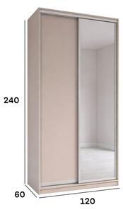 Skříň s posuvnými dveřmi 1200x2400x600 1LTD 1 Zrcadlo Kašmír, profil stříbrný