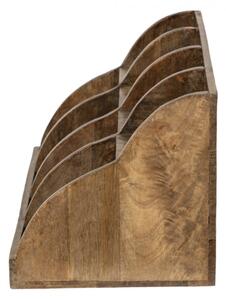 Hnědý antik dřevěný stojan na dopisy Lowe – 40x22x23 cm