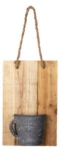 Závěsná dekorativní dřevěná deska s hrnečkem- 18*11*28 cm