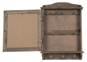 Hnědá dřevěná skříňka na klíče s křídovou tabulkou – 34x8x47 cm
