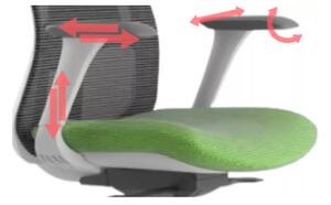 Kancelářská ergonomická židle WISDOM s podhlavníkem — síť, šedý plast, nosnost 150 kg, zelená