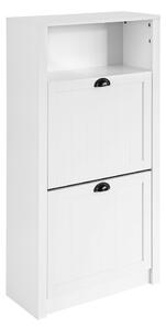 Sobuy Fsr87-K-W Sklápěč Bot Botník Se 2 Klopami Komoda Bílý 60X110X24Cm