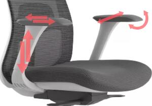 Kancelářská ergonomická židle WISDOM s podhlavníkem — síť, šedý plast, nosnost 150 kg, světle šedá