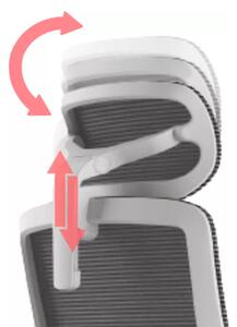 Kancelářská ergonomická židle WISDOM s podhlavníkem — síť, šedý plast, nosnost 150 kg, světle šedá
