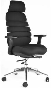 Kancelářská ergonomická židle SPINE s podhlavníkem — látka, nosnost 130 kg Černá