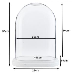 Bílý dřevěný podnos se skleněným poklopem – 26x15x33 cm