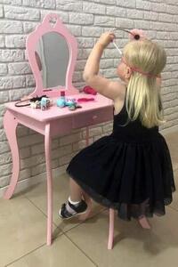 CHG Dětský toaletní stolek, zrcadlo, taburet růžový PHO0403