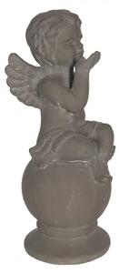 Vintage soška andílka sedícího na kouli – 16x15x38 cm