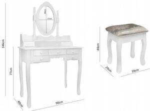Shabby Chic PHO5513 se zrcadlem a židličkou 90x40x146cm, bílá
