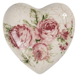Dekorace vintage srdce s růžemi Rose – 8x8x4 cm