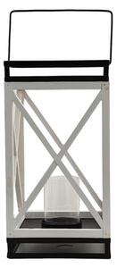 Černo-bílá dřevěno-kovová lucerna Gertie – 20x20x38 cm