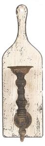 Dřevěný nástěnný svícen s patinou – 18x18x60 cm
