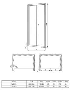 Deante Jasmin Plus sprchové dveře 90 cm sklopné chrom lesk/průhledné sklo KTJ_021D
