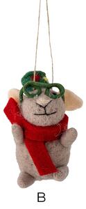 Plstěná vánoční ozdoba Peo Mouse Green Wool B