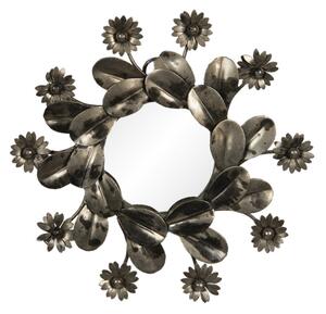 Zrcadlo s kovovým rámem s květinami – 15x2 cm