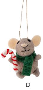 Plstěná vánoční ozdoba Peo Mouse Green Wool D