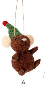 Plstěná vánoční ozdoba Peo Mouse Green Wool A