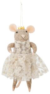 Plstěná vánoční ozdoba Myšky Peo Wool Myška v šatech