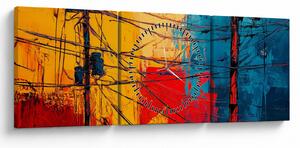 Obraz - Abstraktní elektrické vedení (s hodinami) (90x30 cm)
