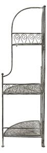 Šedý antik kovový rohový regál Meganne – 49x34x118 cm