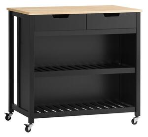 Sobuy Fkw74-Sch Kuchyňský Ostrůvek Kuchyňský Vozík Kuchyňský Stůl Černá-Přírodní 98X94X58Cm