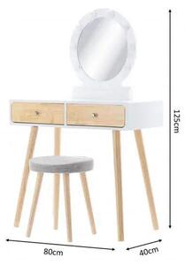 CHOMIK Moderní Toaletní stolek 80x40x125 + LED osvětlení, taburet PHO1862