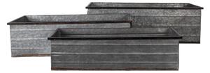 Šedé dekorativní kovové boxy (3 ks) – 65x32x20 / 59x27x17 / 53x22x14 cm