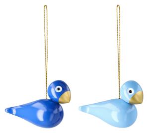 Dřevěné vánoční ozdoby Birds Blue – set 2 ks