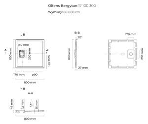 Oltens Bergytan čtvercová sprchová vanička 80x80 cm černá 17100300